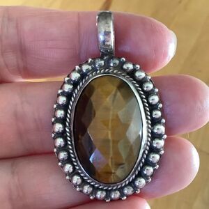 Sterling SILVER 925 TIGER EYE OVAL LARGE PENDANT​